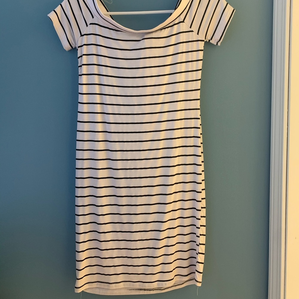 Off the shoulder striped dress